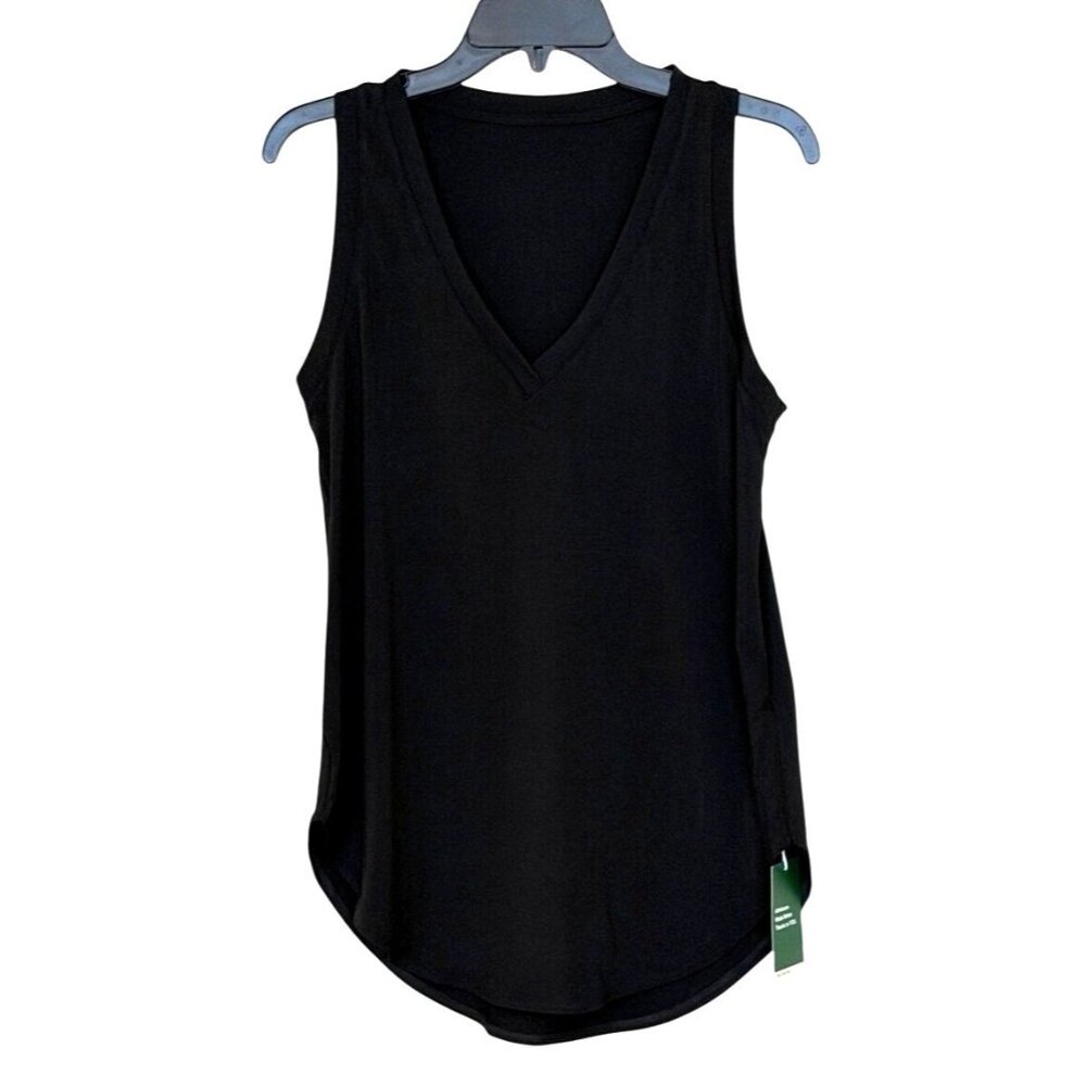 Halara Black V Neck Wide Strap Top Stretch Layering Cover Up SIze XS NWT
